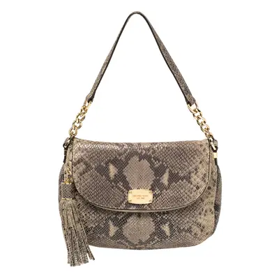 MICHAEL Michael Kors Grey Python Embossed Leather Crossbody Bag