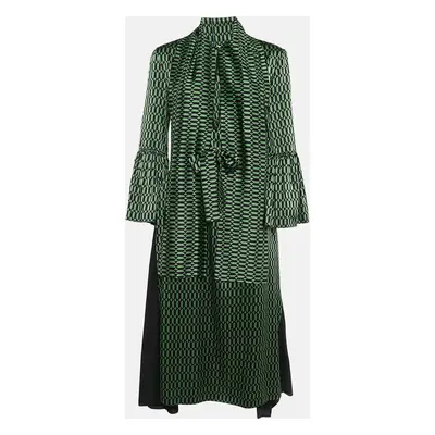 Fendi Emerald Green Printed Silk Midi Dress