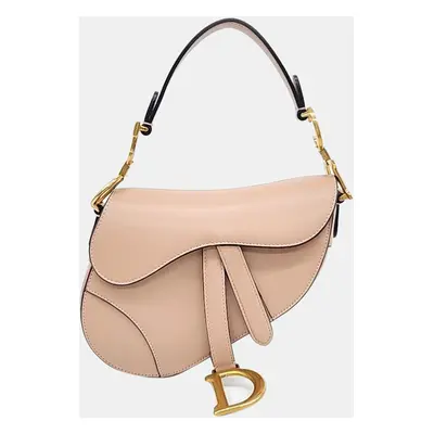 Dior Beige Leather Mini Saddle Bag