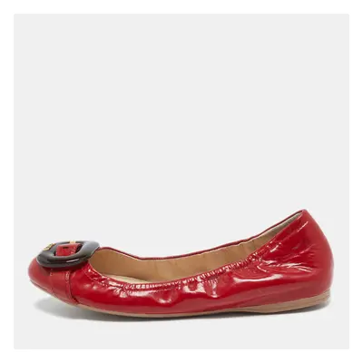 Prada Sport Red Patent Leather Buckle Ballet Flats Size