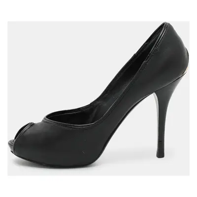 Louis Vuitton Black Leather Peep Toe Pumps Size