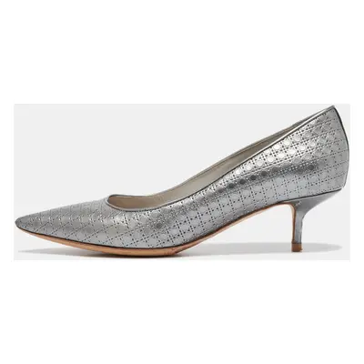 Dior Silver Cannage Patent Pointed Toe Pumps Size