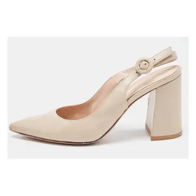 Gianvito Rossi Beige Leather Slingback Pumps Size 36.5