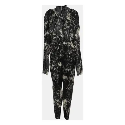 Lanvin Black/Cream Printed Silk Jumpsuit