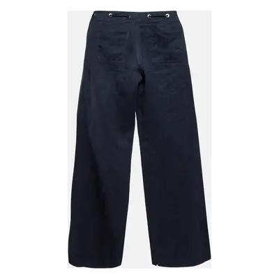 Loro Piana Blue Linen Drill Wide-Leg Trousers