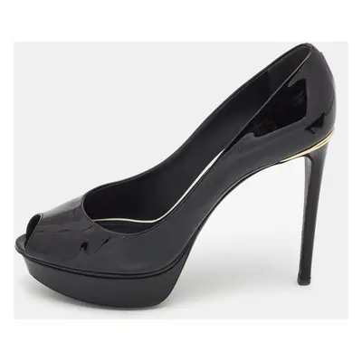 Louis Vuitton Black Leather Eyeline Platform Peep Toe Pumps Size