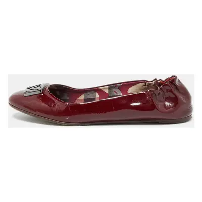 Burberry Burgundy Patent Leather Scrunch Ballet Flats Size