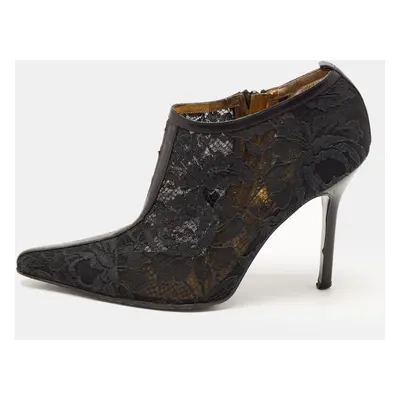 Dolce & Gabbana Black Lace Pointed Toe Ankle Boots Size