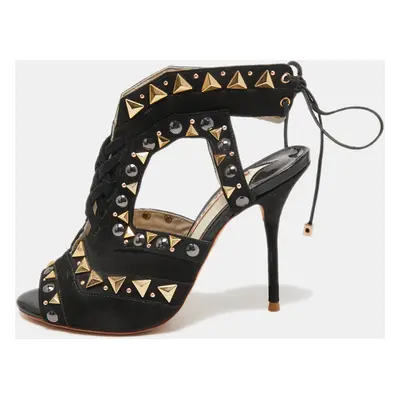 Sophia Webster Black Suede Studded Riko Sandals Size