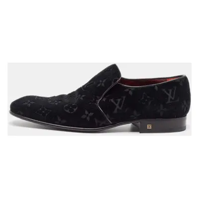 Louis Vuitton Black Velvet Slip On Loafers Size