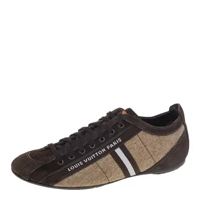 Louis Vuitton Brown/Beige Fabric, Leather, Mesh, and Suede Cosmos Low Top Sneakers Size