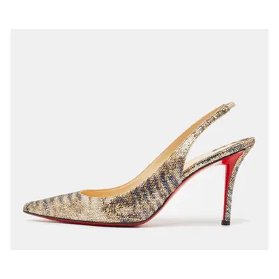 Christian Louboutin Gold Glitter Slingback Pumps Size