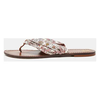 Tory Burch Multicolor Print Satin Carson Thong Sandals Size