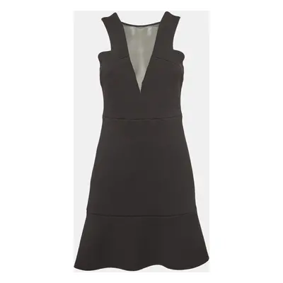 Sandro Black Textured Neoprene Sleeveless Mini Dress