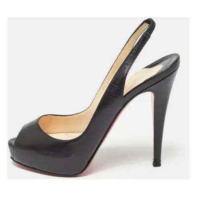 Christian Louboutin Black Leather No Prive Slingback Pumps Size