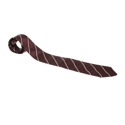 Ermenegildo Zegna Vintage Burgundy Chevron Patterned Jacquard Silk Tie