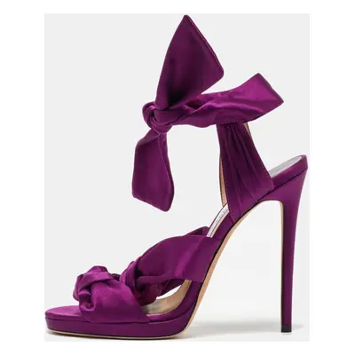 Jimmy Choo Purple Satin Kris Knot Sandals Size