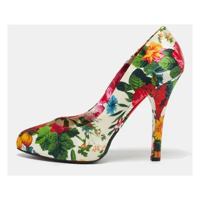 Dolce & Gabbana Multicolor Satin Floral Print Pumps Size