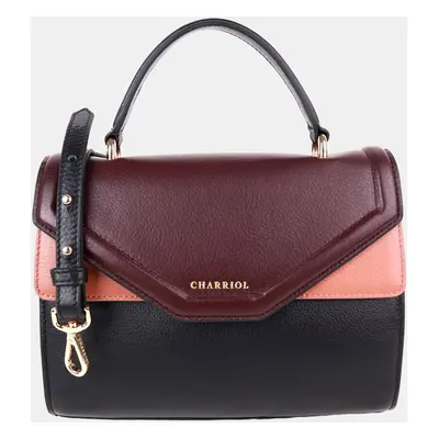 Charriol Black/Light Brown Leather Forever Handbag