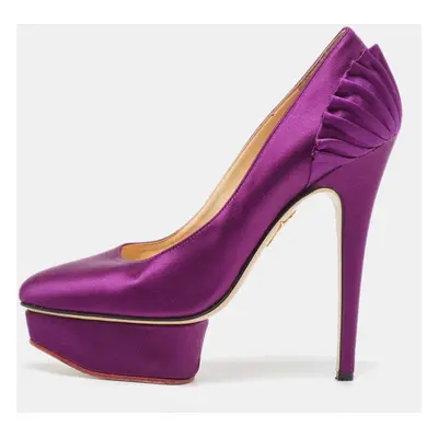 Charlotte Olympia Purple Satin Platform Pumps Size 37.5