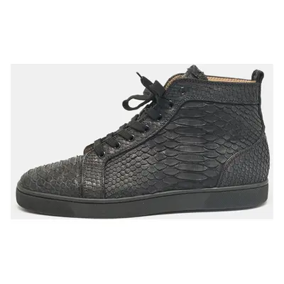 Christian Louboutin Black Python Louis Flat High Top Sneakers Size