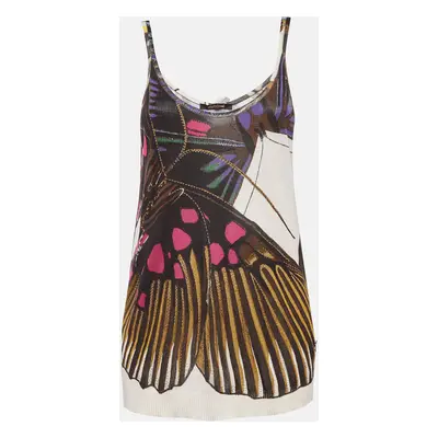 Roberto Cavalli Multicolor Butterfly Print Knit Cami Top