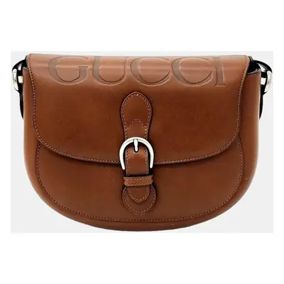 Gucci Brown Leather Logo Shoulder Bag (679540)