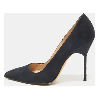 Manolo Blahnik Navy Blue Suede BB Pumps Size