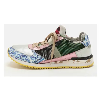 Dolce & Gabbana Multicolor Leather and Mesh Mix and Match Low Top Sneakers Size