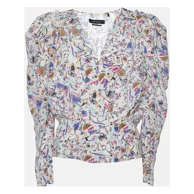 Isabel Marant Multicolor Amba Print Stretch Silk Long Sleeve Blouse