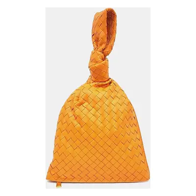 Bottega Veneta Orange Leather BV Twist Top Handle Bag