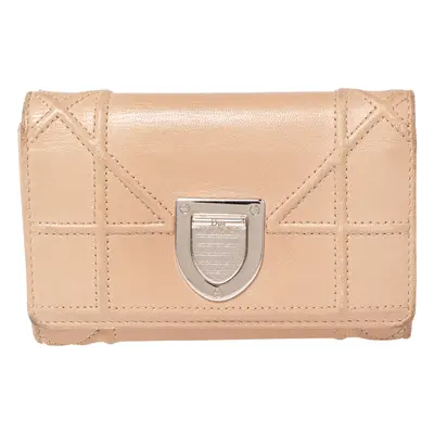 Dior Beige Leather Diorama Trifold Wallet