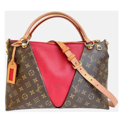 Louis Vuitton Red Monogram Canvas and Leather V Tote Bag