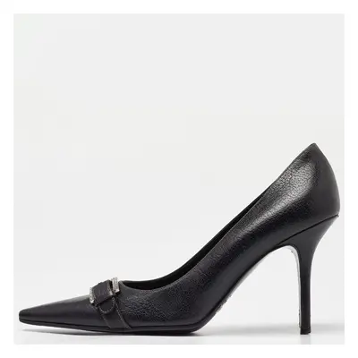 Dolce & Gabbana Black Leather Buckle Pointed Toe Pumps Size