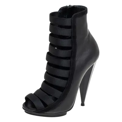 Gucci Black Elastic And Leather Isadora Gladiator Booties Size