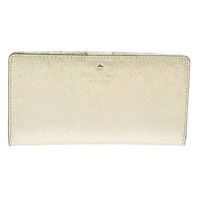 Kate Spade Metallic Gold Leather Long Flap Wallet