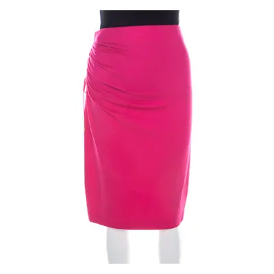 Escada Blossom Pink Knit Gathered Detail Relas Pencil Skirt