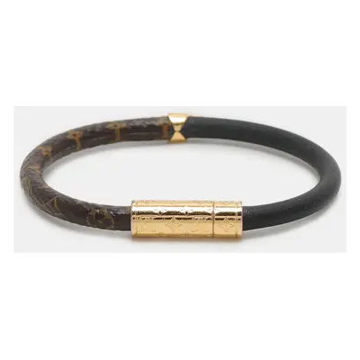 Louis Vuitton Black Monogram Canvas and Leather Daily Confidential Gold Tone Wrap Bracelet