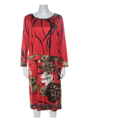 Elie Tahari Red Printed Jersey Layered Dress