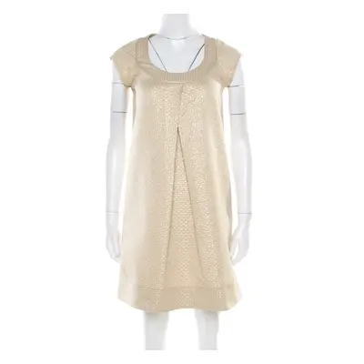 Diane Von Furstenberg Gold Jacquard Inverted Pleat Detail Ayuka Dress