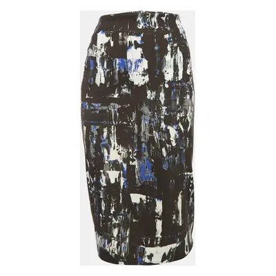 McQ by Alexander McQueen Black Jersey Printed Pencil Midi Skirt