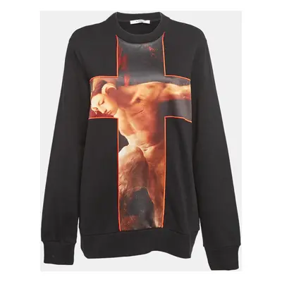 Givenchy Black Applique Faun Motif Cross Cotton Sweatshirt