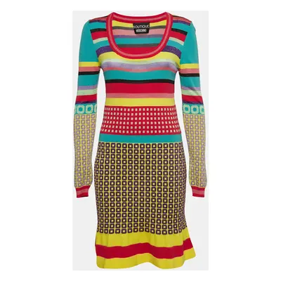 Boutique Moschino Patterned Lurex Knit Mini Dress