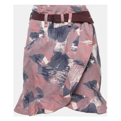 Isabel Marant Etoile Purple Printed Cotton Blend Belted Skirt