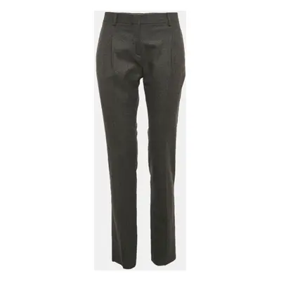 Valentino Charcoal Grey Felt Wool Tapered Trousers