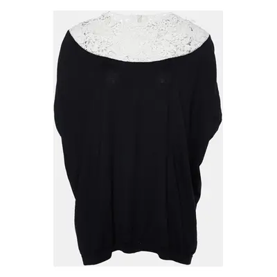 Valentino Black Knit & Lace Oversized Top