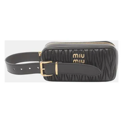 Miu Miu Leather Black MATELASSE Second Clutch Bag