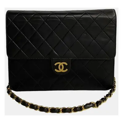 Chanel Black Leather Square CC Flap Bag