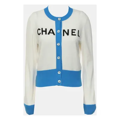 Chanel Blue/White Logo Knit Cardigan