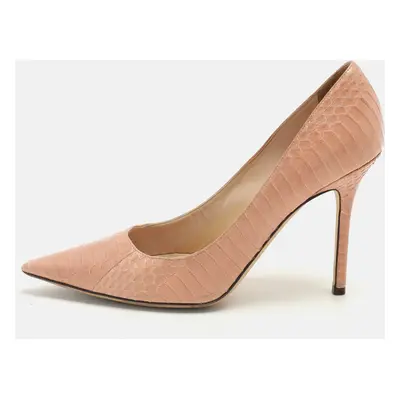 Jimmy Choo Pink Snakeskin Leather Emi Pumps Size 38.5